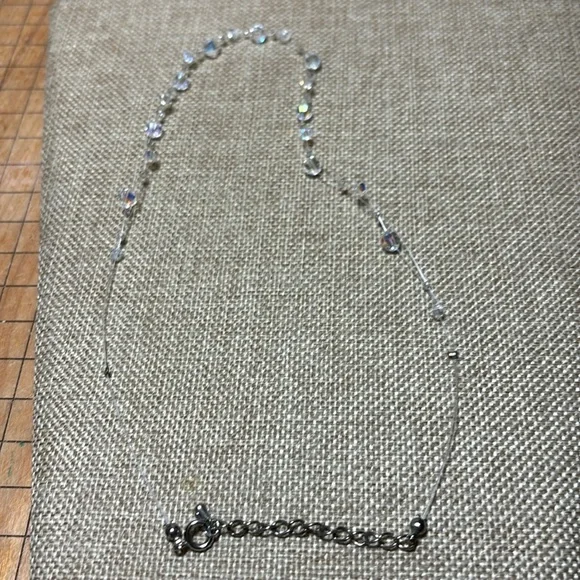 Necklace Combo Silver White Floral 22” and Delicate Floating Iridescent Bead 18” - Picture 11 of 14
